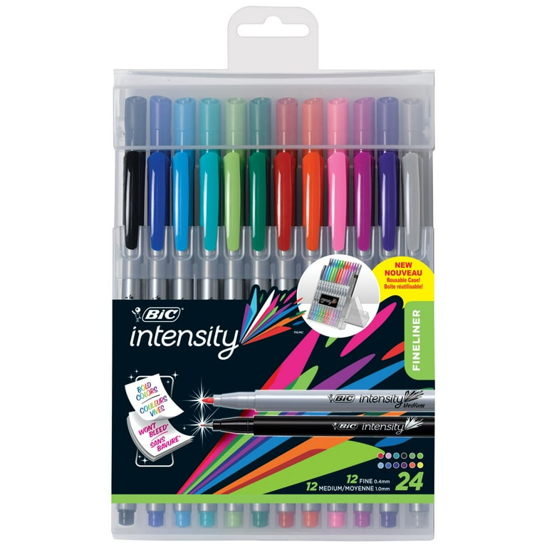 BIC Intensity Fineliner Marker Pens with Easel Pack, Fine/Medium