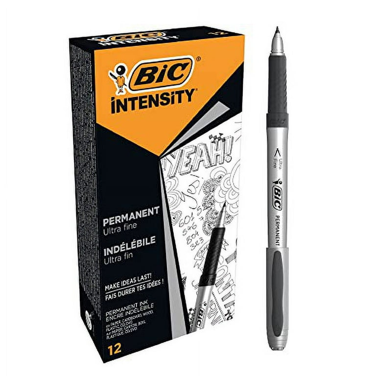 BIC Intensity Permanent Markers, Fine Point, Black, 12-Count