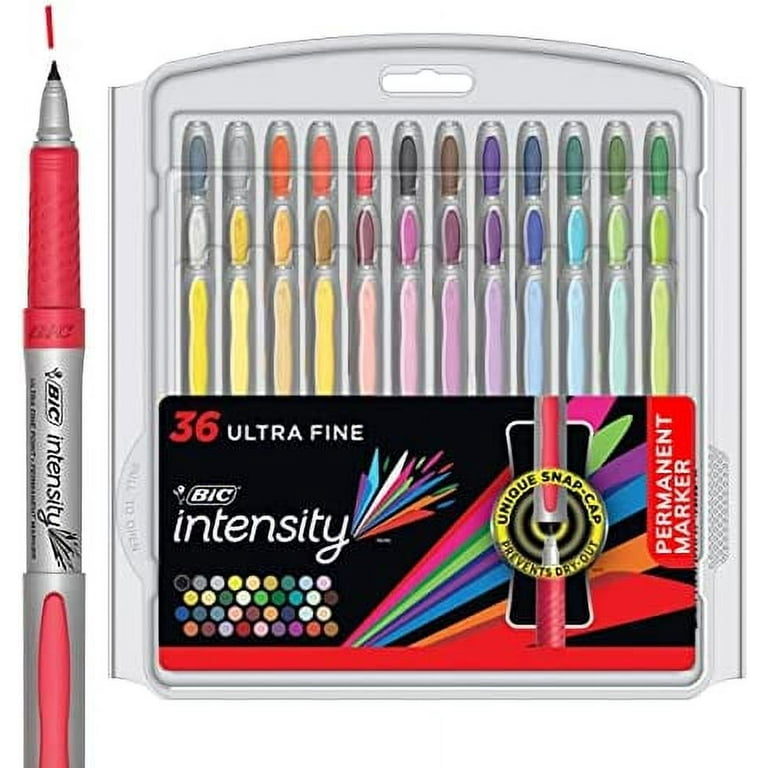 BIC Intensity Fashion Permanent Markers, Fine Point, Assorted Colors,  36-Count