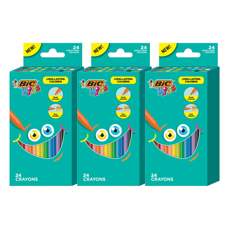Bic Kids Crayons, Assorted Colors, 3 Packs of 24 Crayons