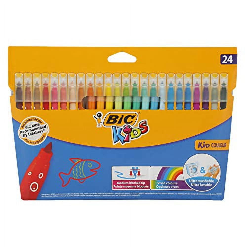 BIC Kids Magic Felt Pens, Water-Based Markers, Erasable Ink and Washable,  10 Coloured Markers and 2 Erasers