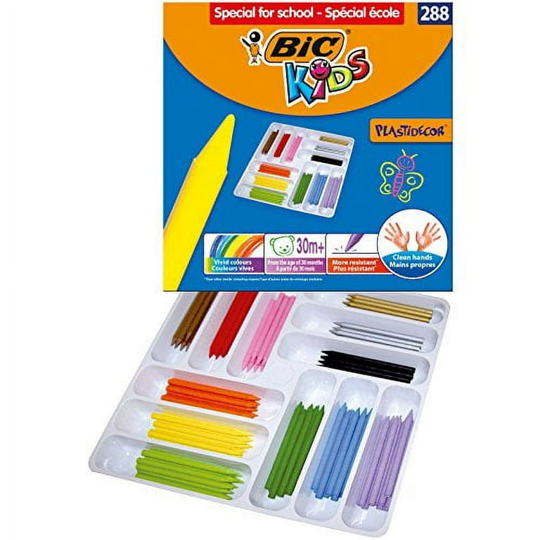 BIC Kids Plastidecor Jumbo Classpack of 288 Pencil Shape Crayons for Kids 2  1/2 Years+; 24 each of 12 Vivid Colors; Great for Schools, Kiddie Groups,  and Camps 