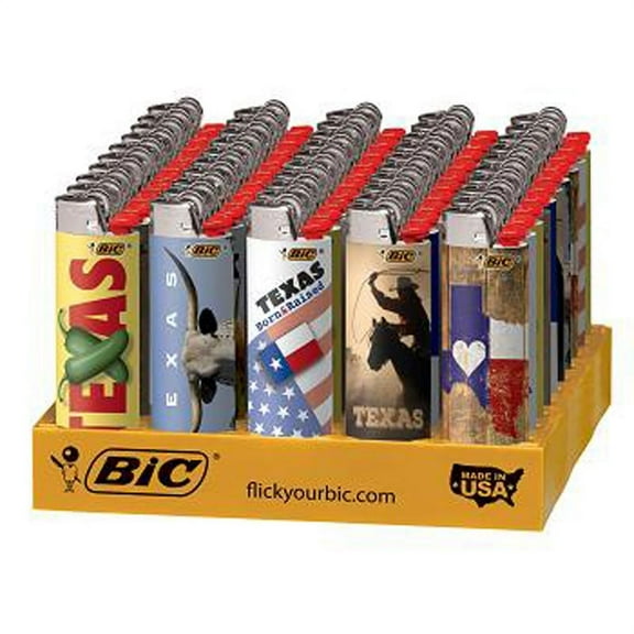 BIC LIGHTERS COUNTER DISPLAY TRAY 2X TWIC THE LIGHTS TEXAS THEME (50 in a Pack)