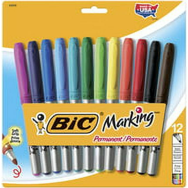 BIC Marking Fine Tip Permanent Marker, Assorted, Dozen