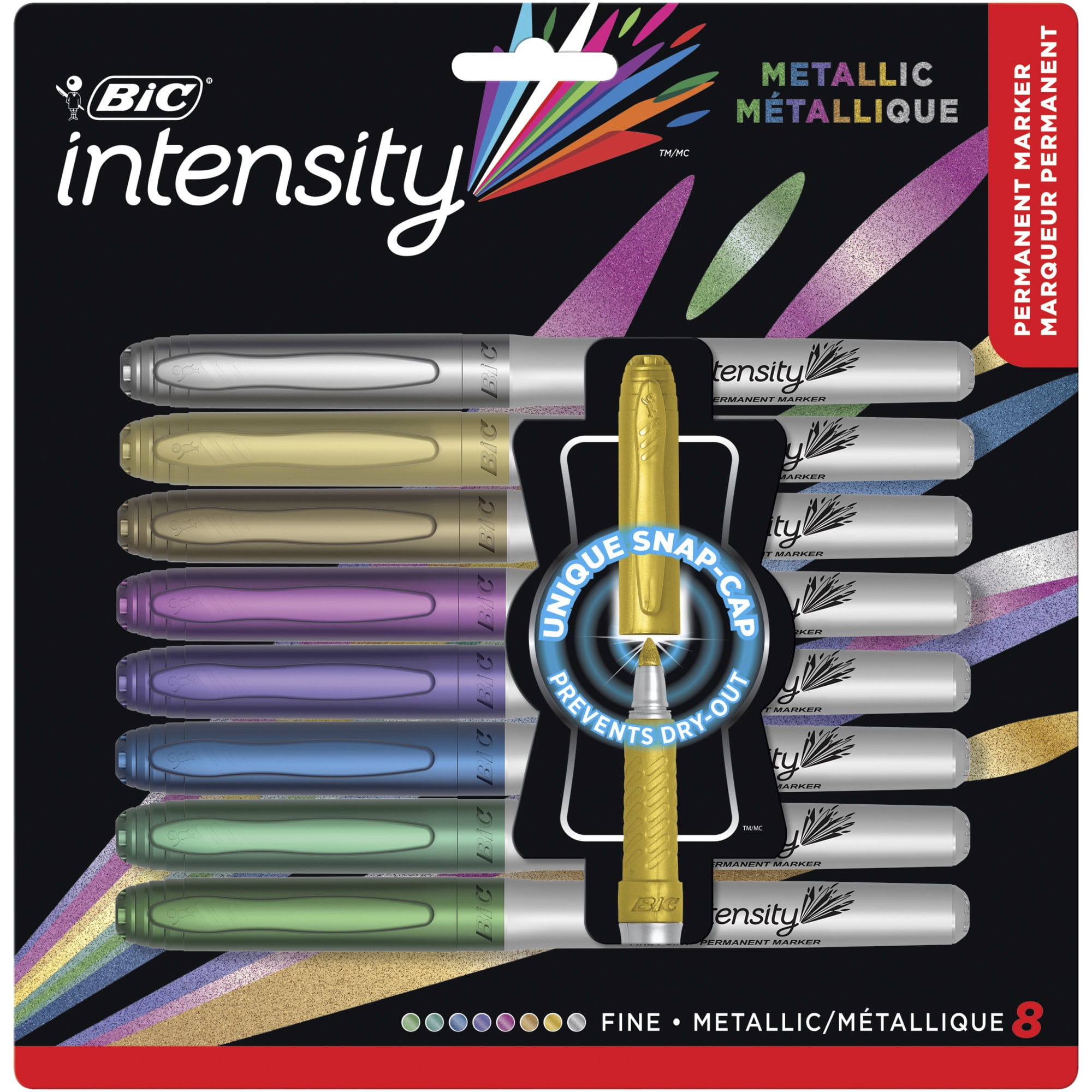 BIC Intensity Fashion Permanent Markers, Ultra Fine Point, Assorted Colors,  Non-Slip Grip For Comfort & Control, 36-Count