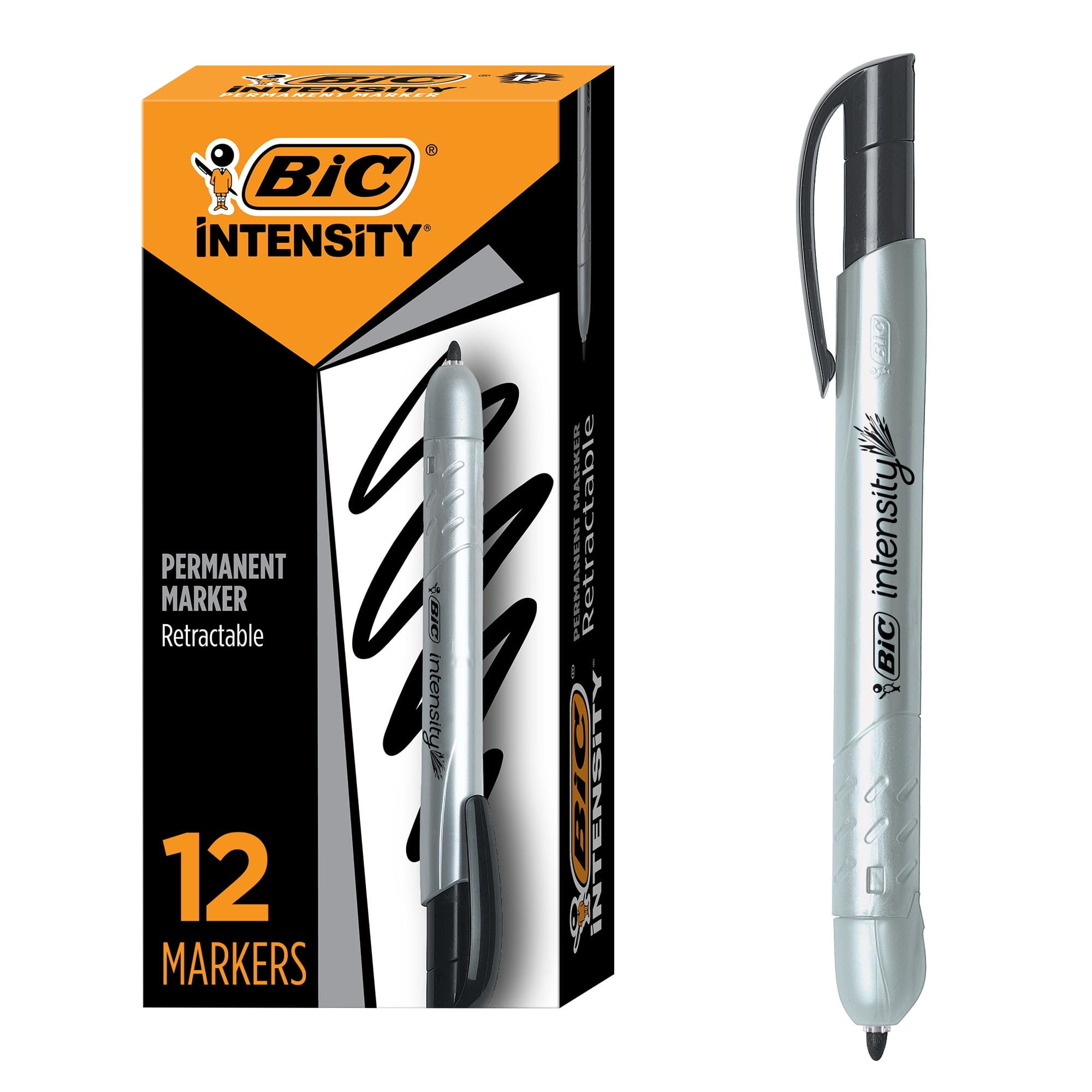 Intensity Retractable Permanent Marker, Fine Bullet Tip, Black, Dozen Intensity Retractable Permanent Marker, Fine Bullet Tip, Black, Dozen
