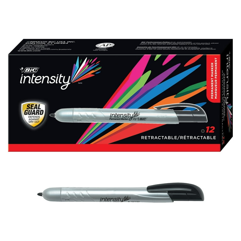 Intensity Retractable Permanent Marker, Fine Bullet Tip, Black, Dozen Intensity Retractable Permanent Marker, Fine Bullet Tip, Black, Dozen