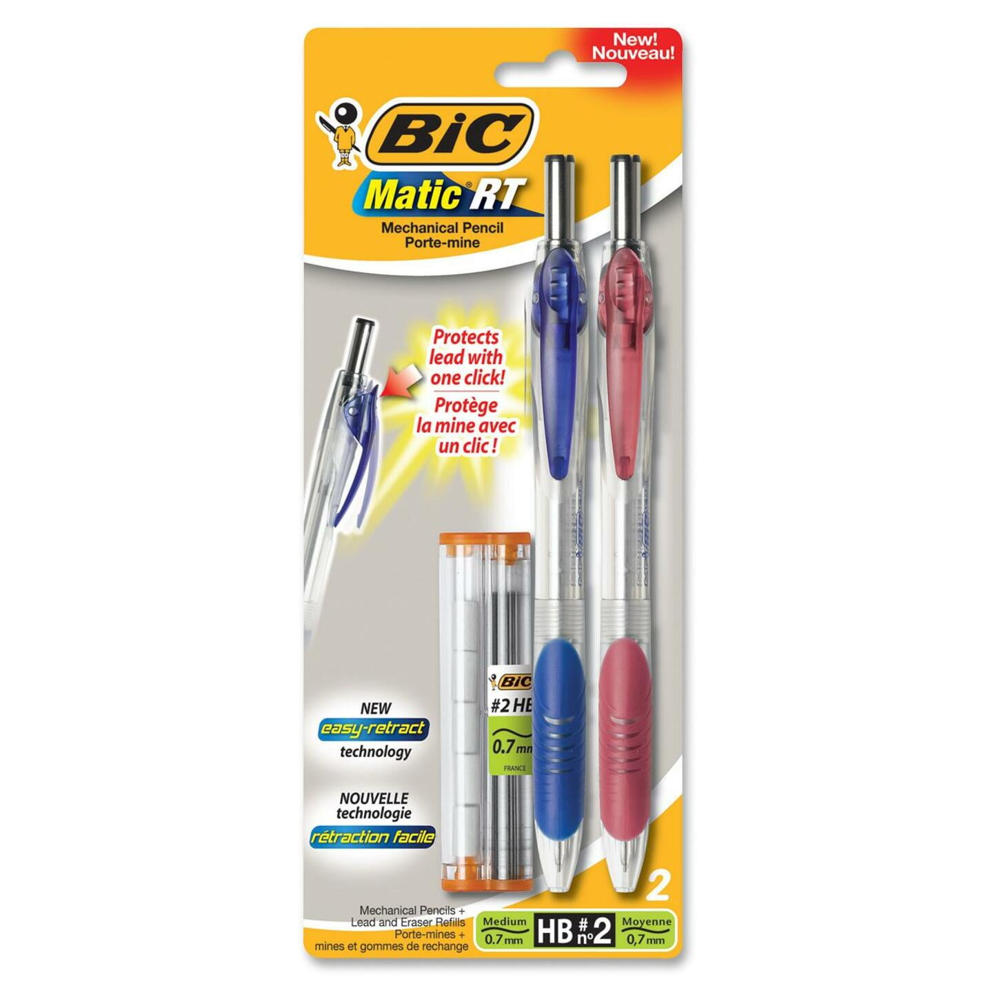 BIC Matic Fun - Pack de 4 porte mines format spécial - HB - 0,7 mm