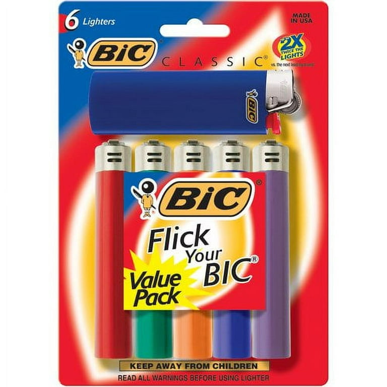 BIC Classic Pocket Lighter, Assorted Colors, Pack of 5 Lighters
