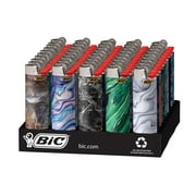 BIC Maxi Pocket Lighter, Special Edition Marble Collection, Assorted Unique Lighter Designs, 50 Count Tray of Lighters