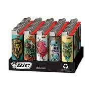 BIC Maxi Pocket Lighter, Special Edition Tattoos Collection, Assorted Unique Lighter Designs, 50 Count Tray of Lighters
