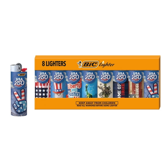 BIC Maxi Pocket Lighters, Special Edition 250th Anniversary, 8-Pack