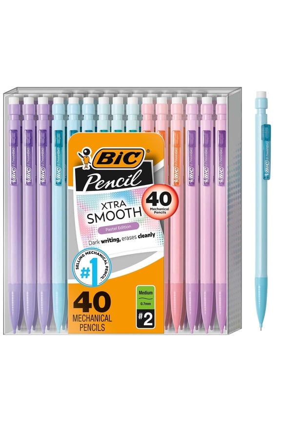 Xtra Smooth Pastel Mechanical Pencils, Bulk Pack for Kids, 0.7 mm, 40-Count