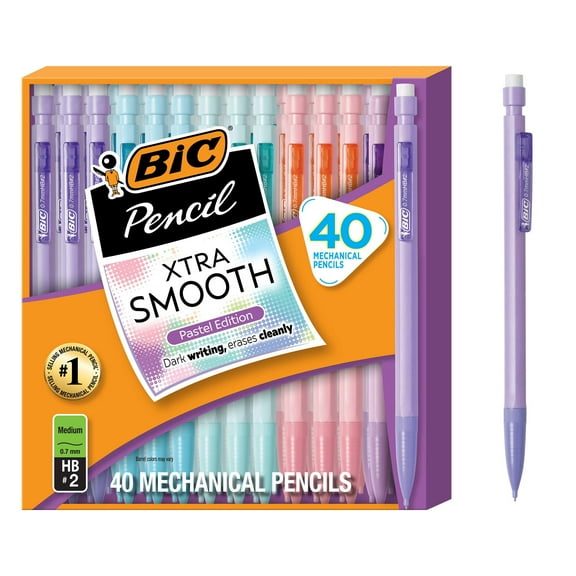 BIC Mechanical Pencil Xtra Life, Pastel Colors, 40 Count
