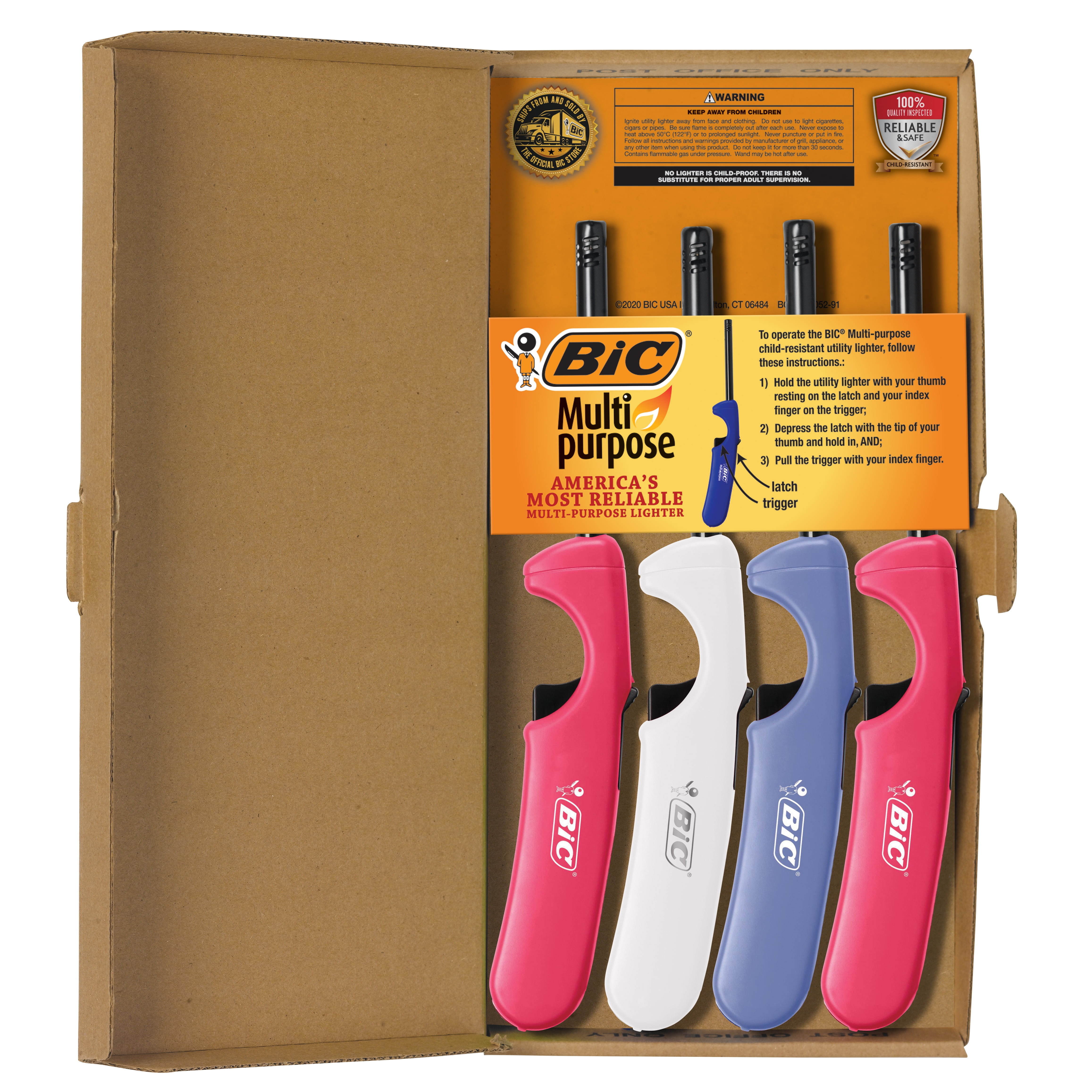 BIC Multi-purpose Candle Edition Lighter, Assorted Colors, 4-Pack