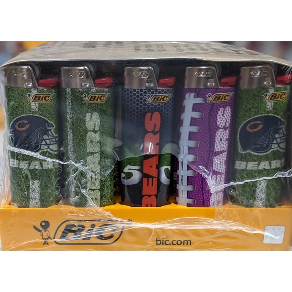 BIC Pocket Lighter, NFL Bears Collection, Assorted Unique Lighter Designs, 50 Count Tray of Lighters