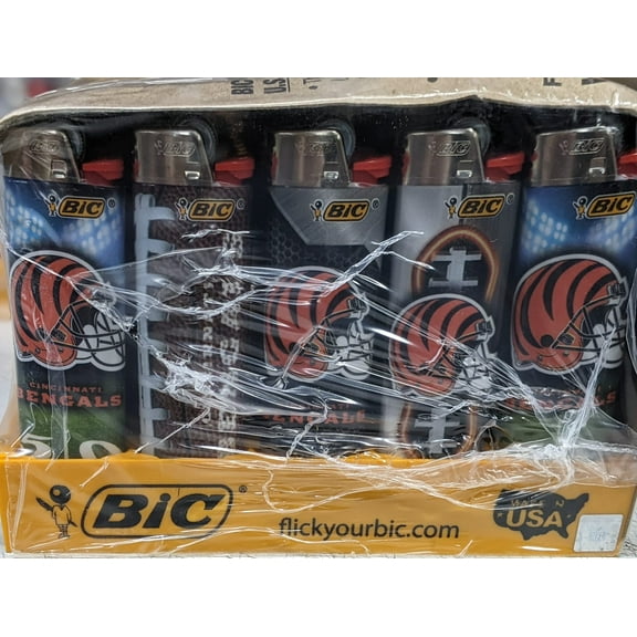 BIC Pocket Lighter, NFL Bengals Collection, Assorted Unique Lighter Designs, 50 Count Tray of Lighters