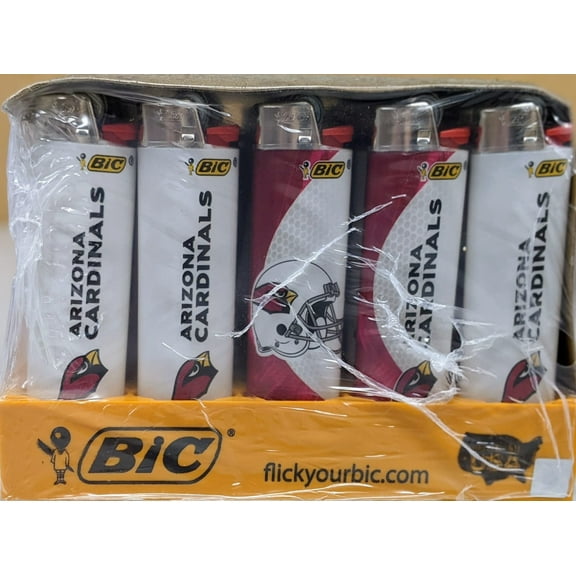 BIC Pocket Lighter, NFL Cardinals Collection, Assorted Unique Lighter Designs, 50 Count Tray of Lighters