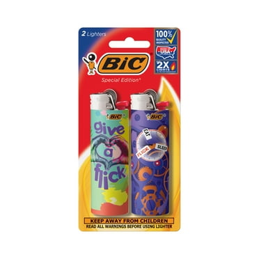 BIC Pocket Lighter, Special Edition Flick My BIC Collection, Assorted Lighter Designs, 2 Pack