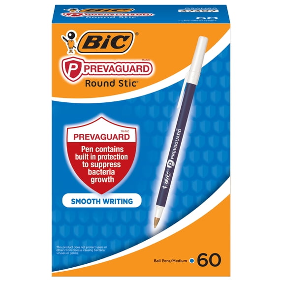 BIC PrevaGuard Gel-ocity Gel Pen With Built-in Protection To Suppress Bacteria Growth On The Pen, Medium Point (0.7mm), Blue, 60-Pack