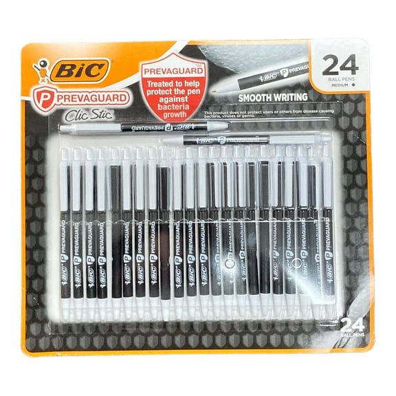 BIC Prevaguard Retractable Ball Pen Med (1.0 mm) Black (24 Ct)