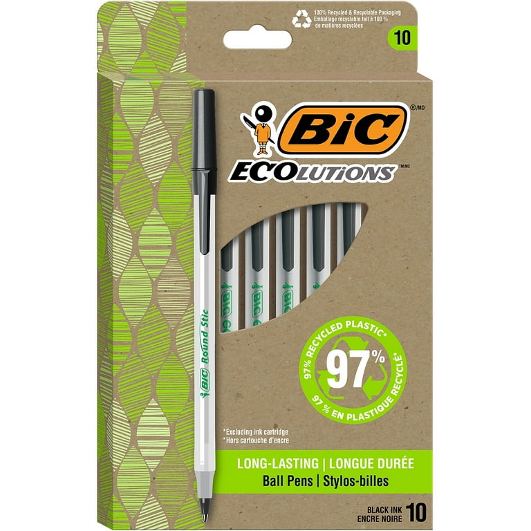 BIC Ecolutions Round Stic Ball Point Pen - Medium Pen Point - 1 mm Pen Point Size - Blue - Semi-transparent Barrel - 10 / Pack BIC Ecolutions Round Stic Ball Point Pen - Medium Pen Point - 1 mm Pen Point Size - Blue - Semi-transparent Barrel - 10 / Pack