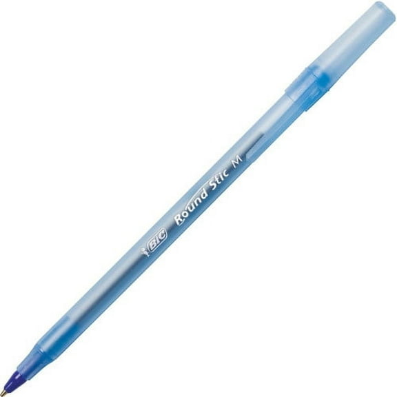 BIC Round Stic Ballpoint Pens Medium Pen Point - Blue - Blue Barrel - 60 / Box