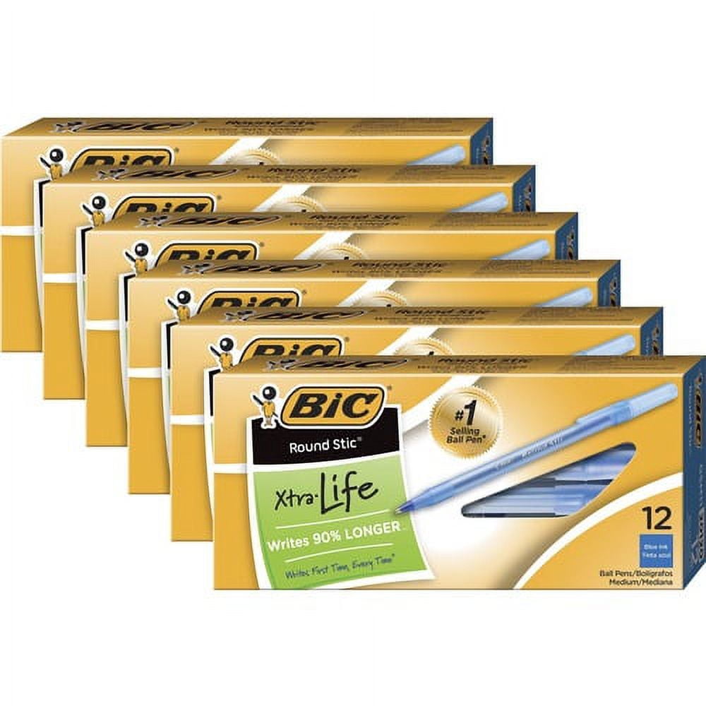 BIC Round Stic Ballpoint Pens - Medium Pen Point - Blue - Blue Barrel - 72 / Bundle BIC Round Stic Ballpoint Pens - Medium Pen Point - Blue - Blue Barrel - 72 / Bundle