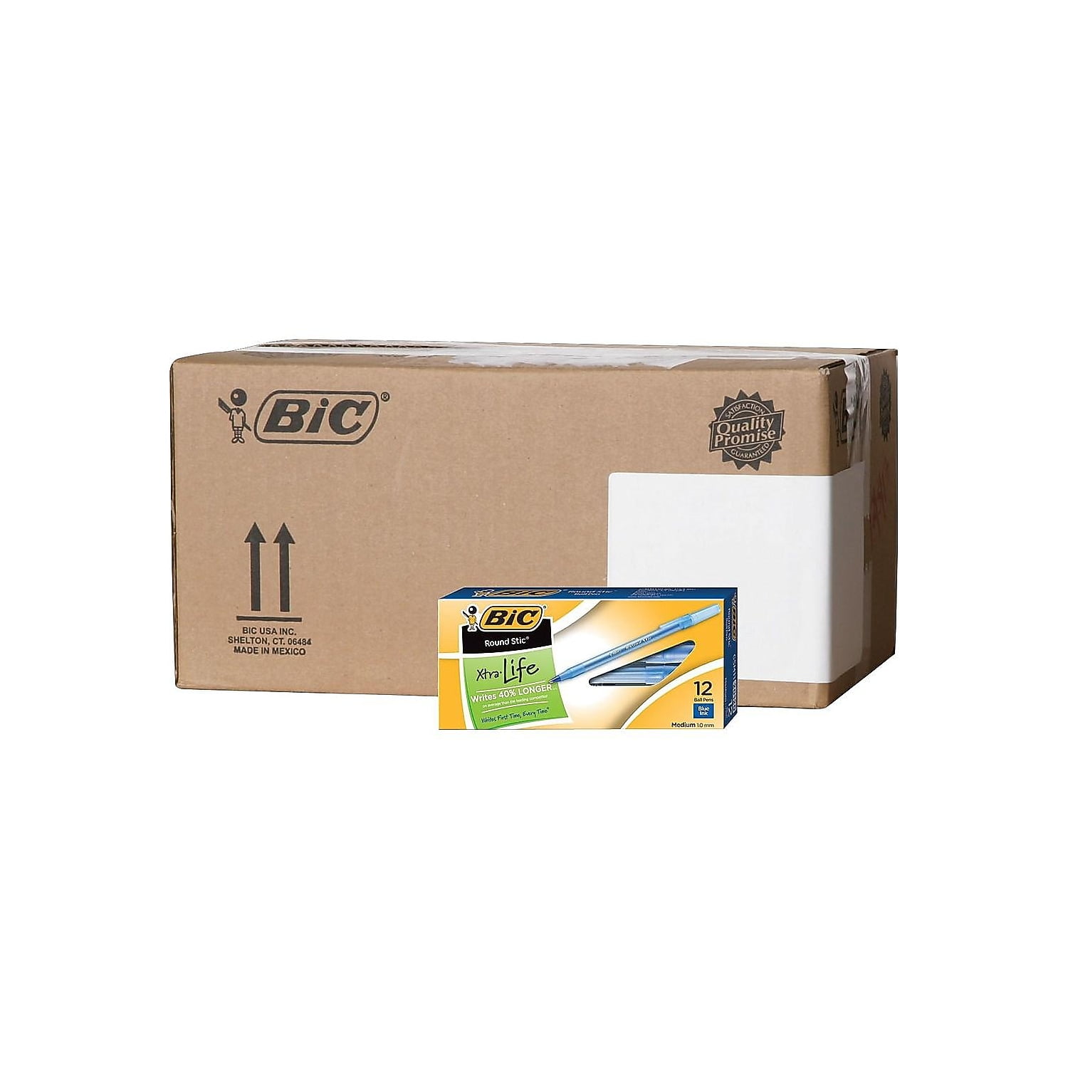 BIC Round Stic Xtra Life Ballpoint Pens Medium GSM11BLUCT