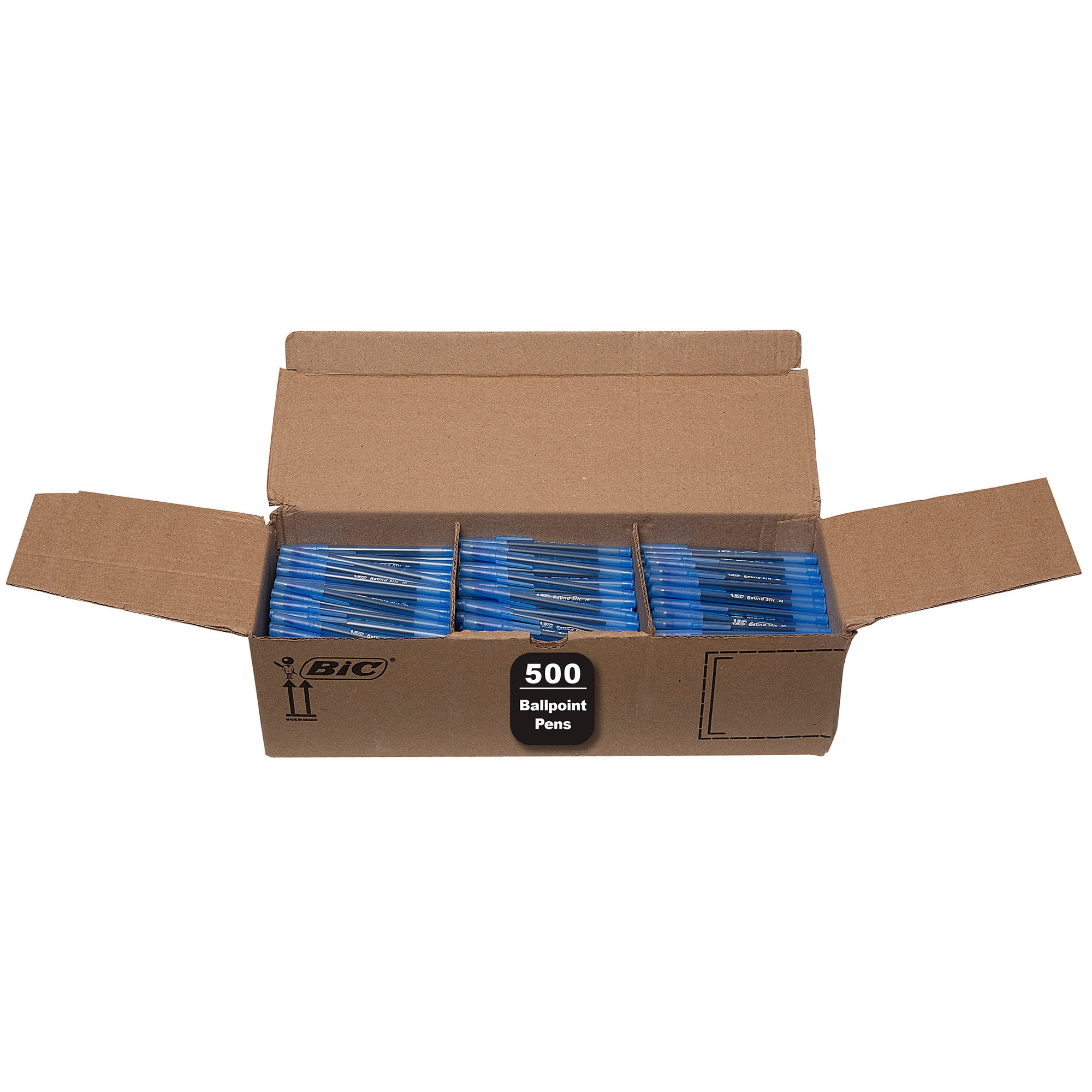 BIC Round Stic Xtra Life Blue Ballpoint Pens, Medium Point (1.0mm), 500-Count