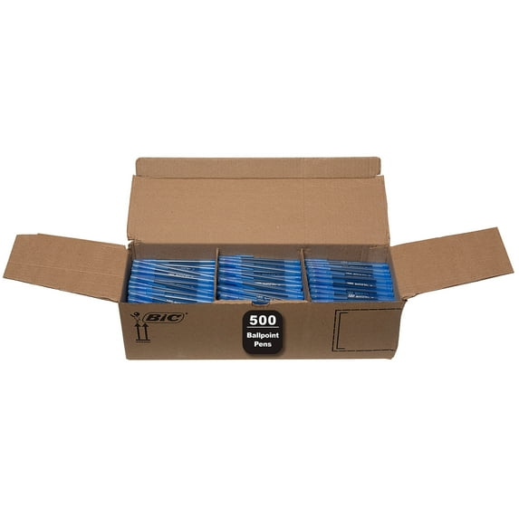 BIC Round Stic Xtra Life Blue Ballpoint Pens, Medium Point (1.0mm), 500-Count