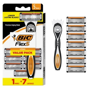 BIC Flex 5 Refillable Razors for Men, 5 Blade Razors, 1 Handle and 7 Cartridges