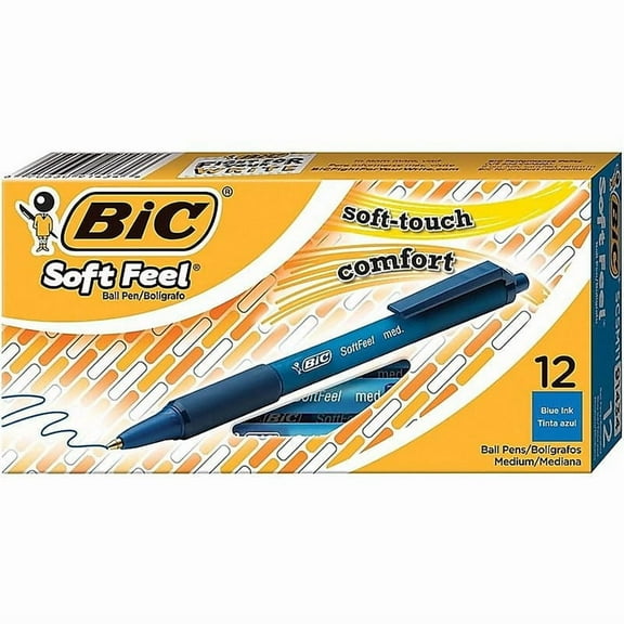 BIC SOFTFeel clic Grip - Ballpoint pen - black - 1 mm - medium - retractable - pack of 12