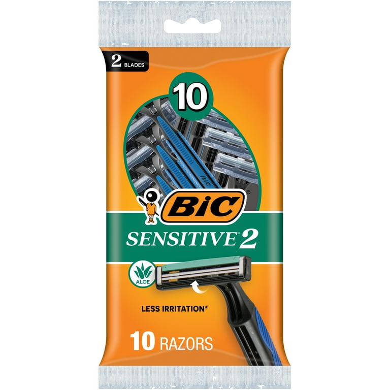 BIC Sensitive 2 Disposable Razors for Men 2 Blades for Sensitive Skin 10 Count