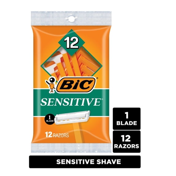 One Blade Bic Razor BIC Sensitive Single-Blade Disposable Razors 12 pk - Pack of 2 ...