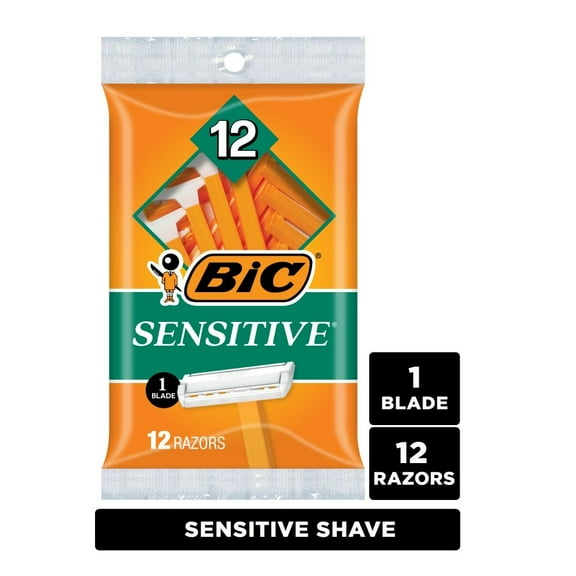 BIC Sensitive Single-Blade Disposable Razors 12 pk