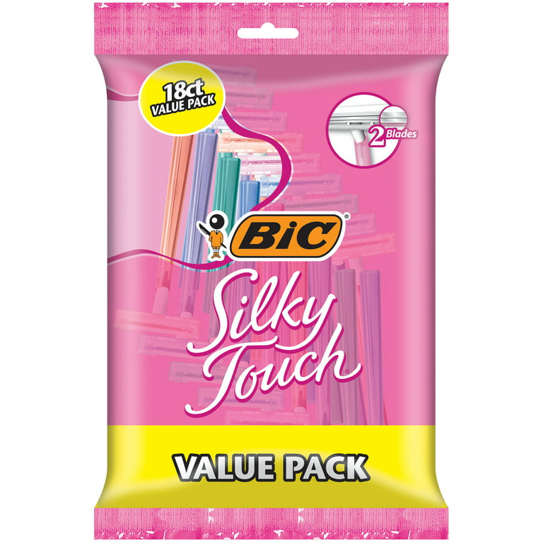 BIC Silky Touch Disposable Razors, Women's, Value Pack, Comfortable Shave,  2-Blade , 18 Pack