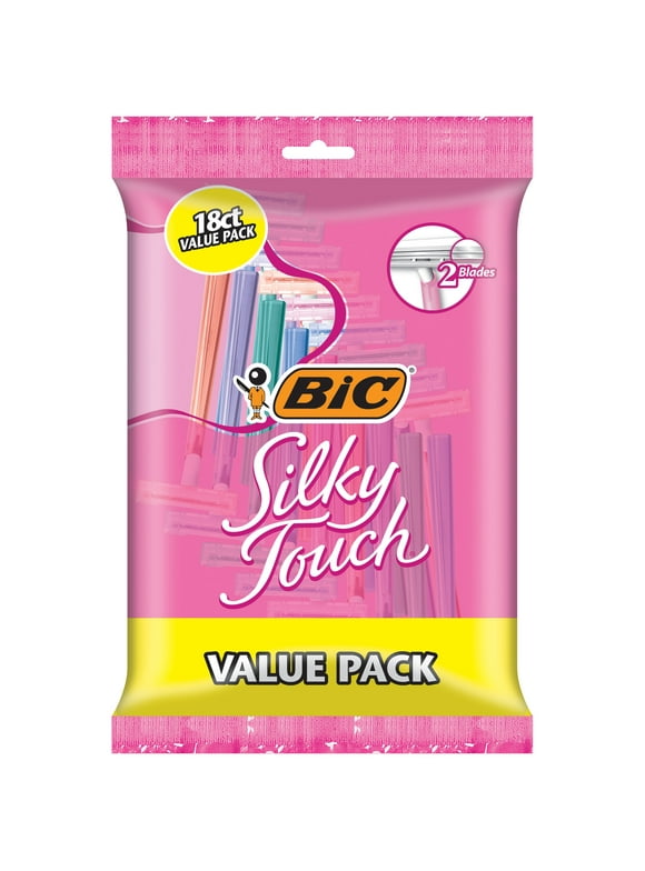 BIC Silky Touch Disposable Razors, Women's, Value Pack, Comfortable Shave, 2-Blade , 18 Pack