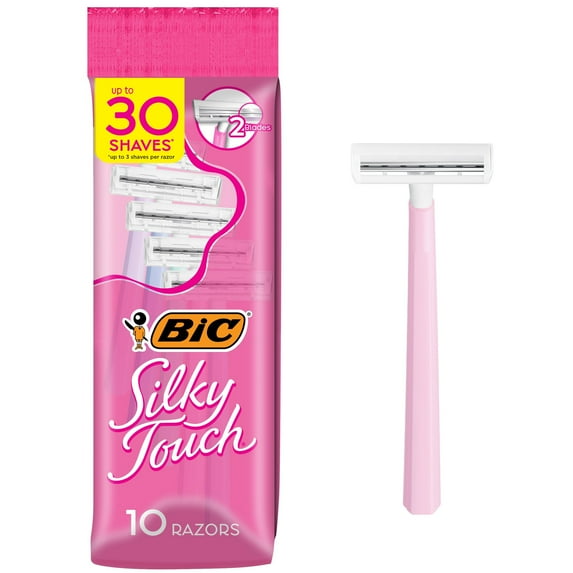 BIC Silky Touch Women's Disposable Razors with 2 Blades, 10-Pack