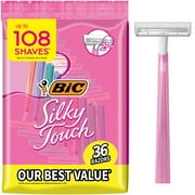 BIC Silky Touch Women's Disposable Razor, Twin Blade, 36-Count, Soothing and Comfortable Shave