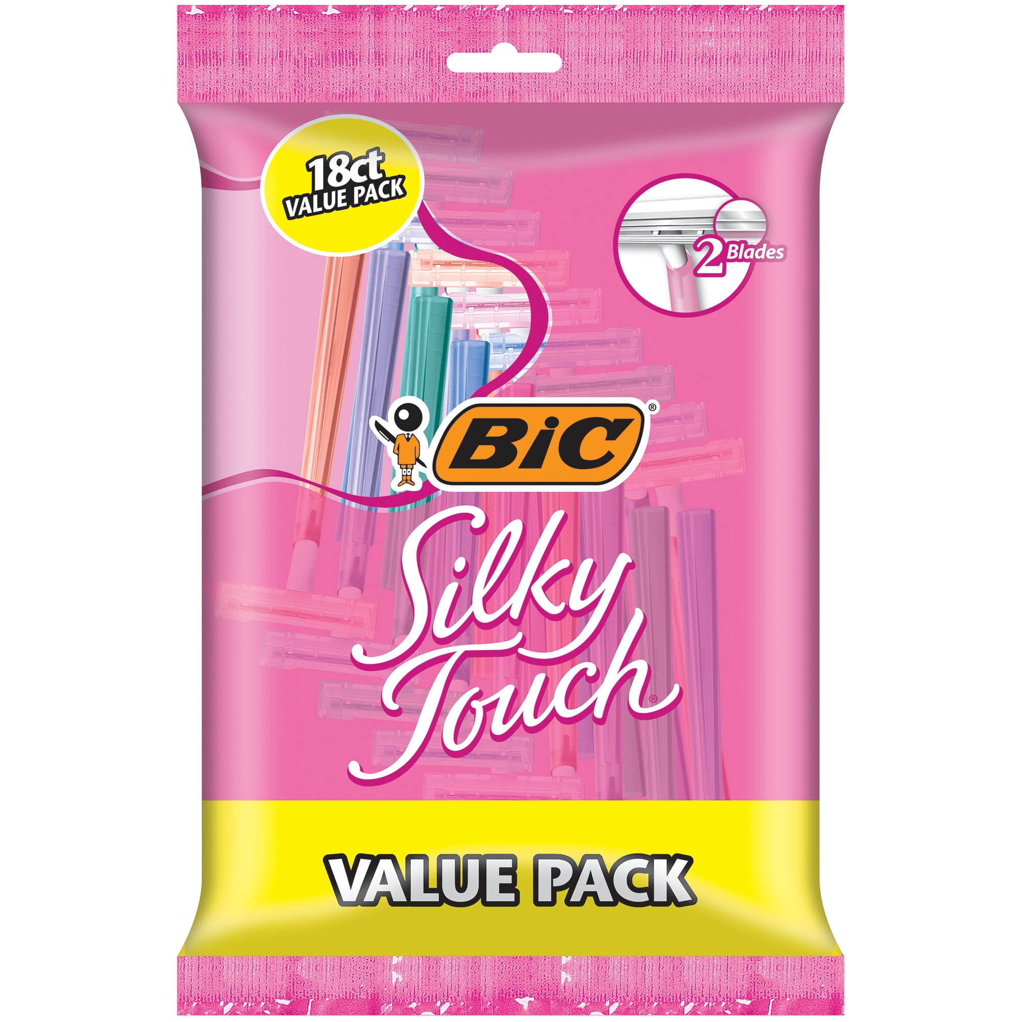 BIC Silky Touch Women's Disposable Razor, Twin Blade, 18Count, For a