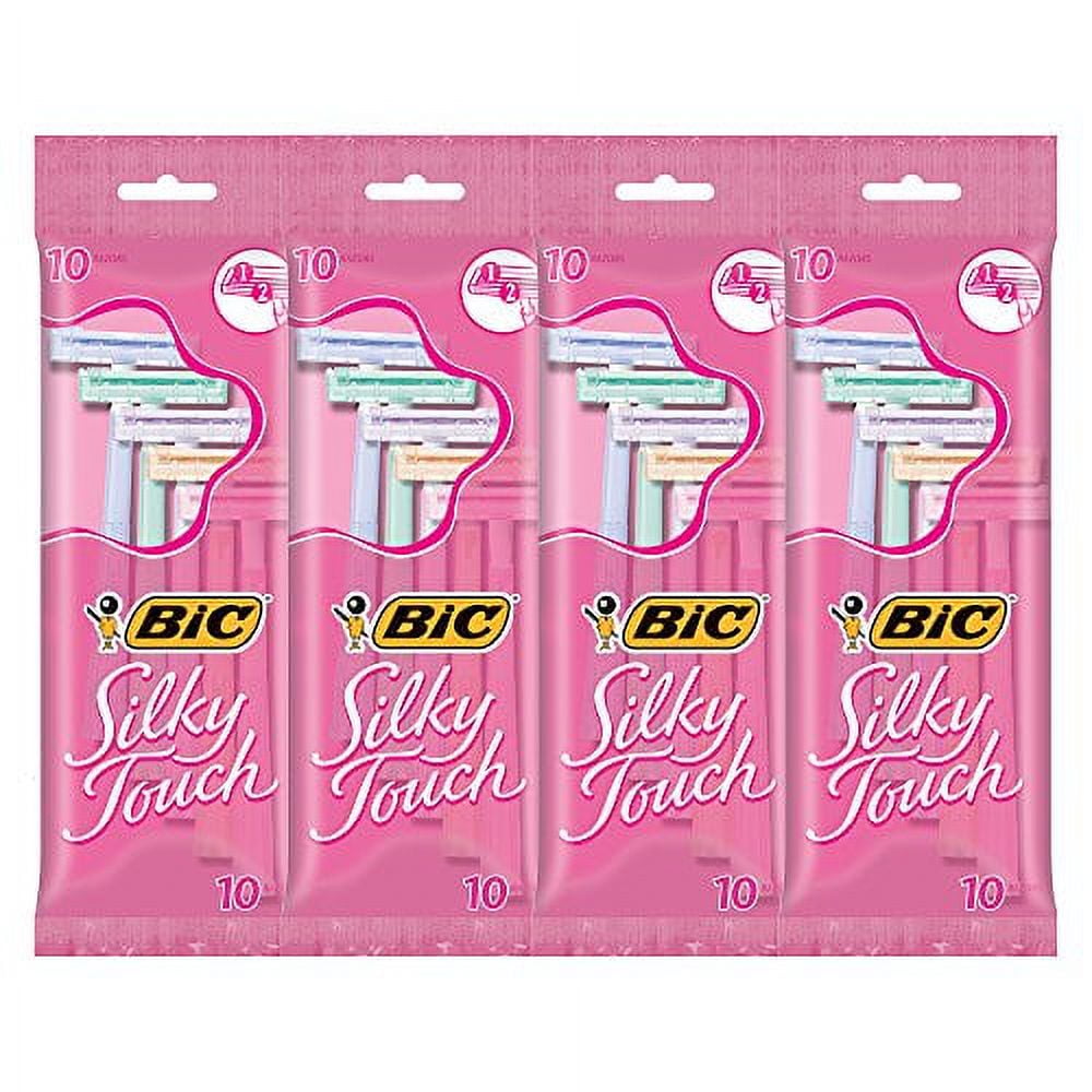 BIC Silky Touch Women's Disposable Razors, With 2 Blades, Pretty Pastel ...