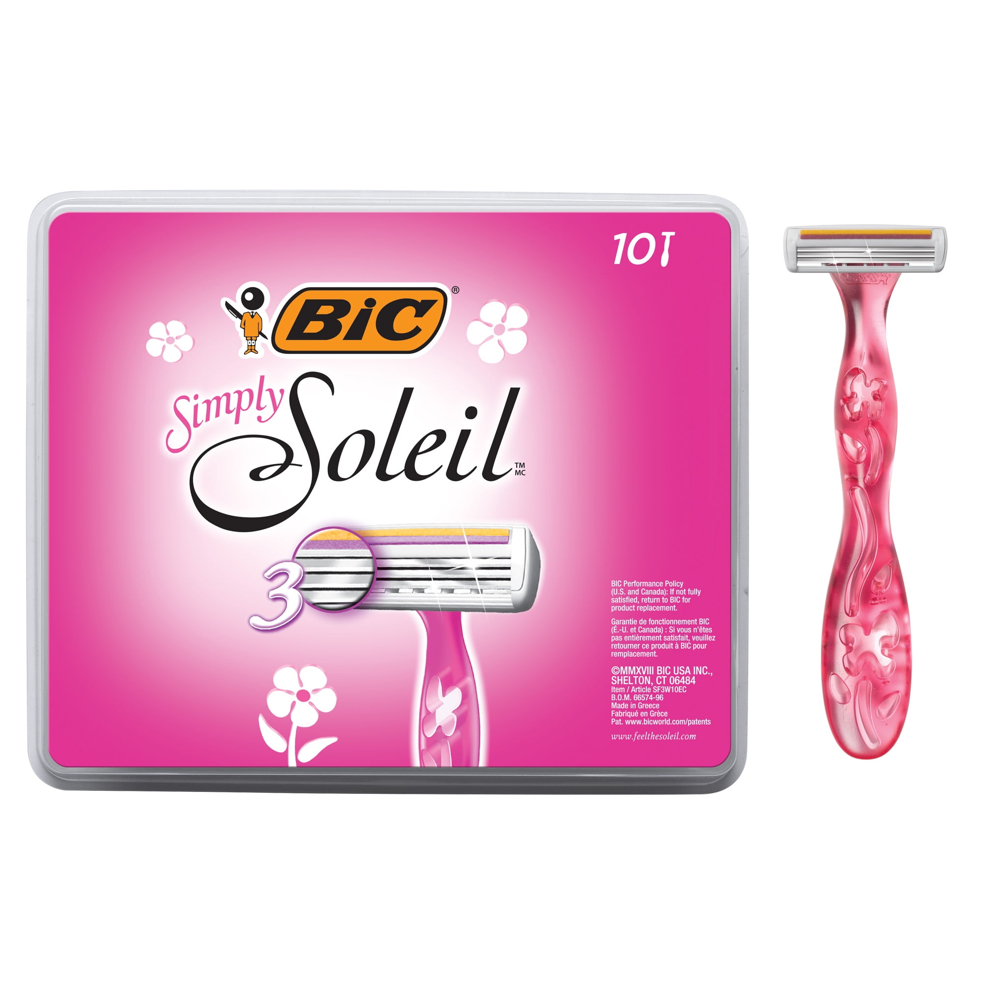 BIC Simply Soleil Women?s 3-Blade Disposable Razor, 10 Count