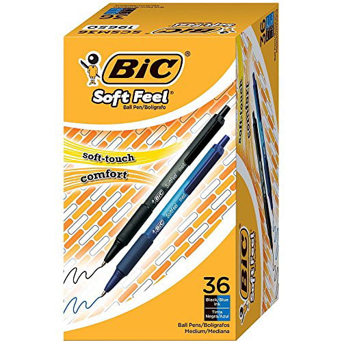 BIC Soft Feel Assorted Colors Retractable Ballpoint Pens, Medium