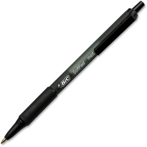 BIC Soft Feel Ballpoint Pen Value Pack, Retractable, Medium 1 mm, Black Ink, Black Barrel, 36/Pack