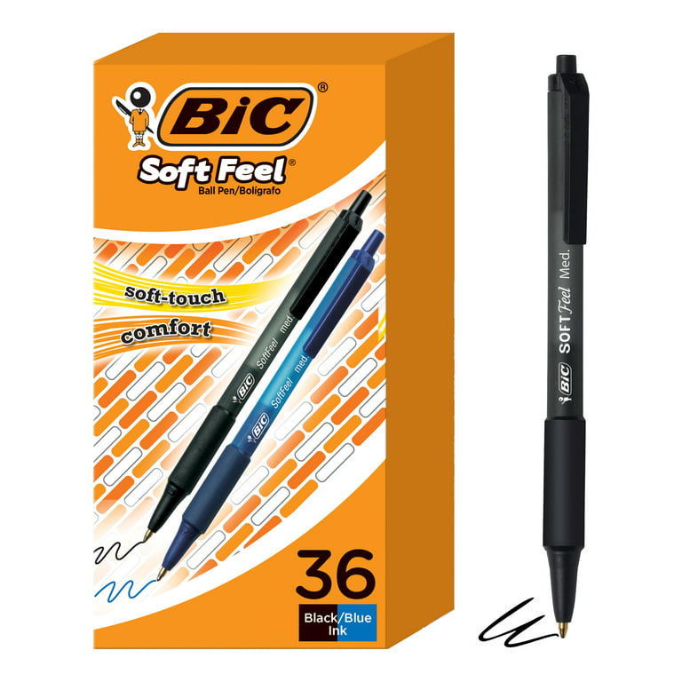 BIC Soft Feel Black Retractable Ballpoint Pens, Medium Point (1.0mm), –