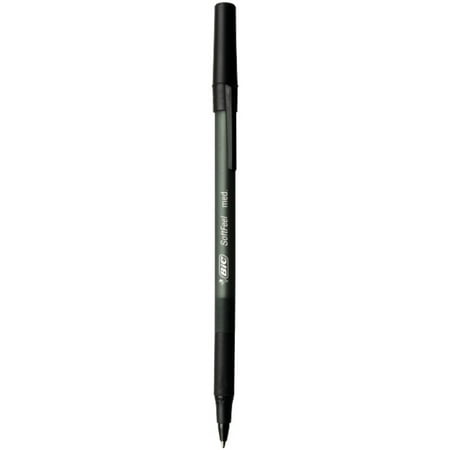 BIC Soft Feel Stick Ballpoint Pen, Black Ink, 1mm, Medium, Dozen