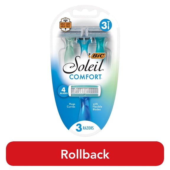 BIC Soleil 4 Women's 4-Blade Disposable Razors, 3 Count