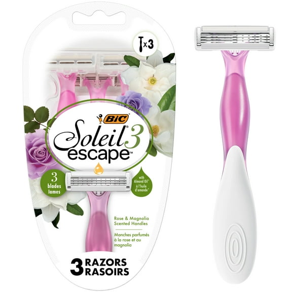 BIC Soleil Escape 3-Blade Disposable Razors, Rose and Magnolia Scented Handles, 4 Pack