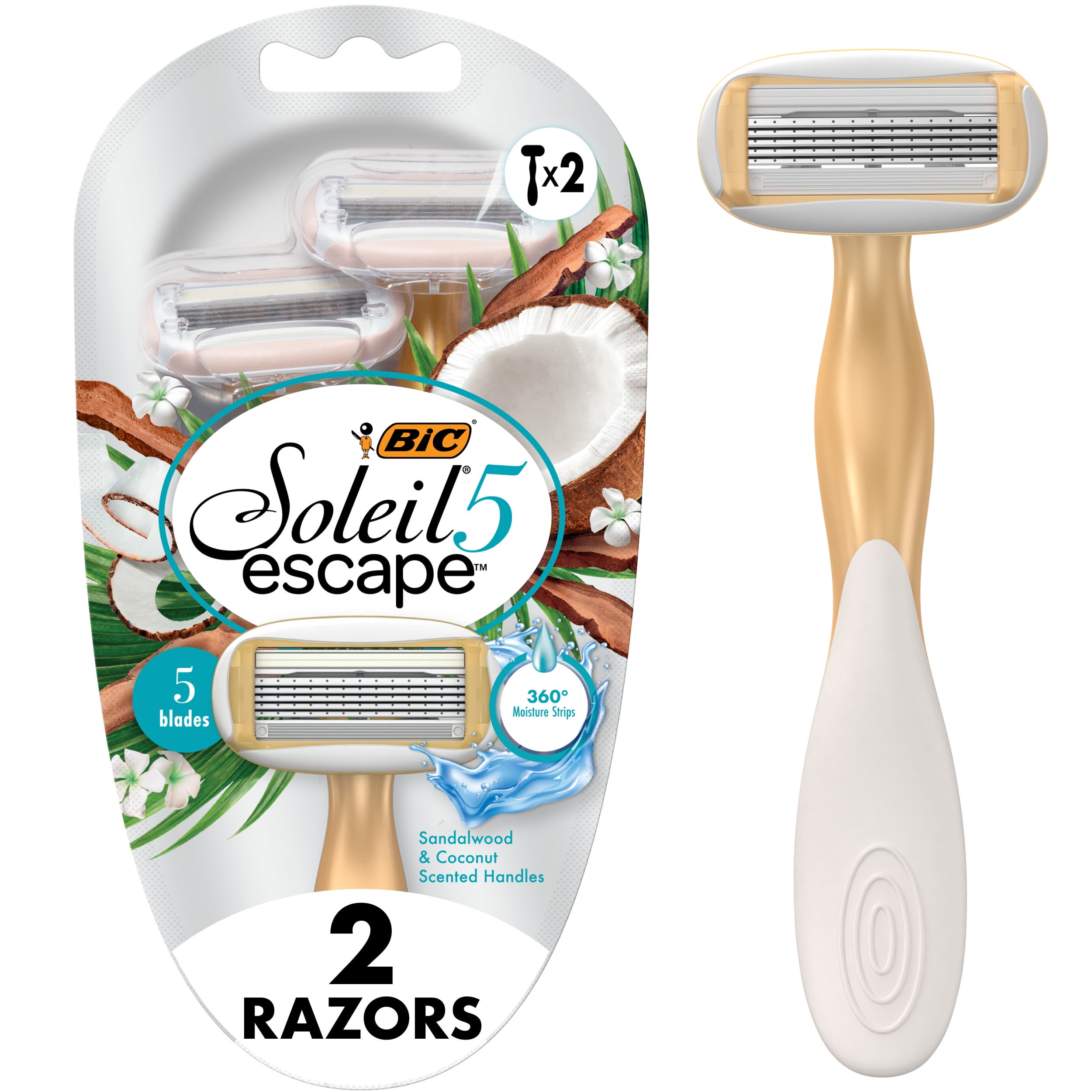 山口 BEAUTY IMPACT SV BIC Soleil 5 Escape 5-Blade Disposable Razors, Coconut and
